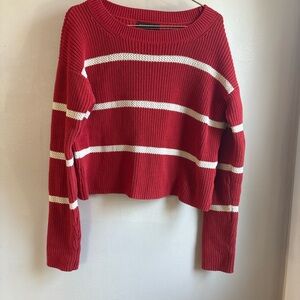 Red and White Striped Women's Sweater